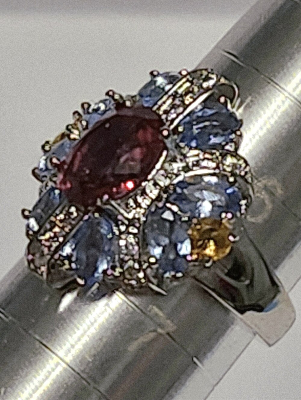 2.70 cttw Pink Topaz Tanzanite Citrine Multistone Sterling Silver Ring size 6.5 - Picture 8 of 10